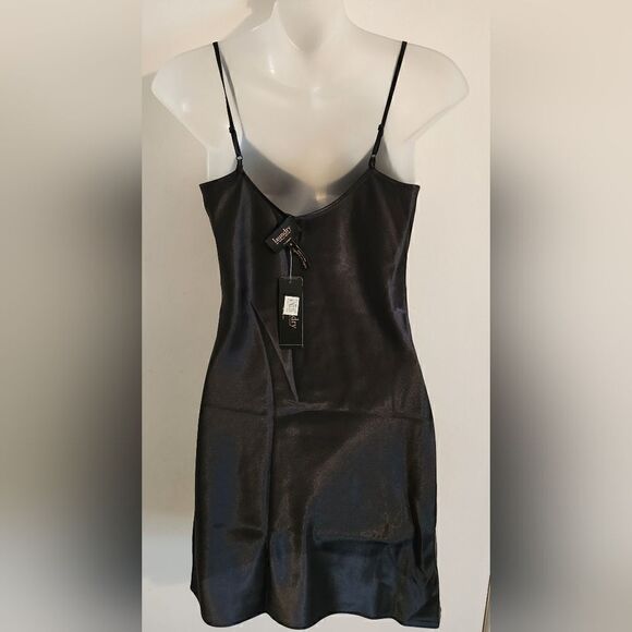 NWT Laundry by shelli segal black satin mini cocktail dress size 0 - Picture 4 of 7